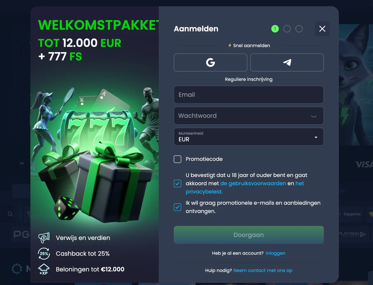 Account registreren en inloggen bij Megabet Casino
