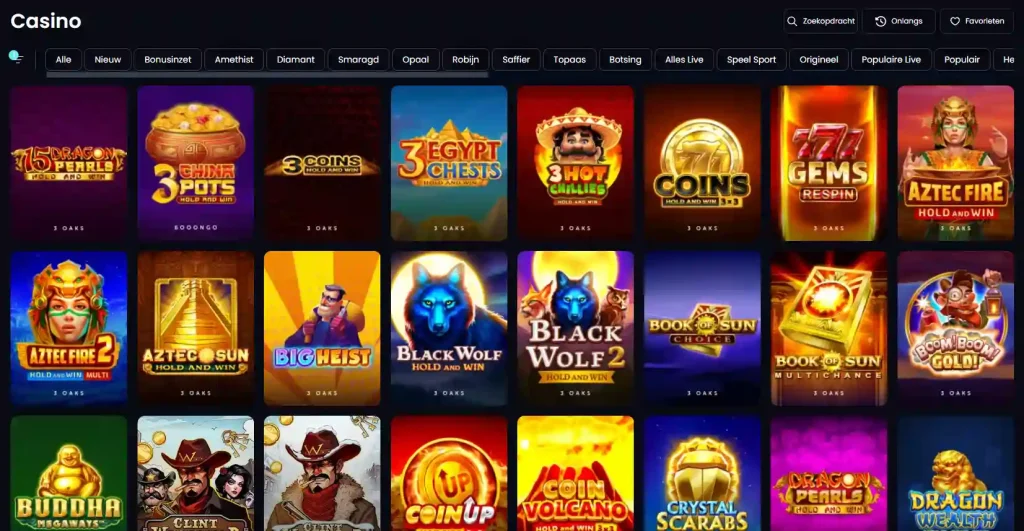 MegaBet Casino lobby met overzicht van slots en Hold and Win spellen